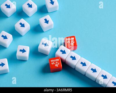Attirer des adeptes. Augmenter le nombre de followers sur les réseaux sociaux. Marketing sur Internet et les médias sociaux. Banque D'Images
