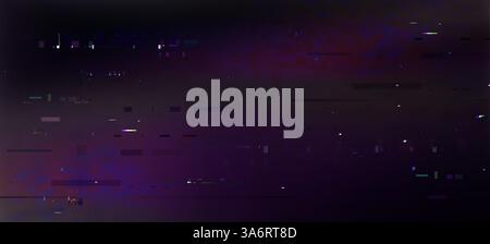 Texture de bruit de pépin de pixel avec effet de données numériques déformé, fond violet noir abstrait. Eléments d'artefact aléatoires sur l'affichage endommagé. Erreur d'écran TV. Esthétique du jeu vidéo pour la conception de science-fiction. Illustration de Vecteur