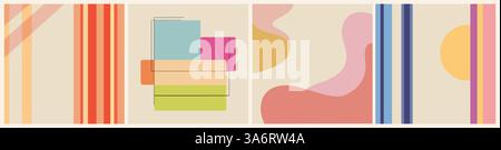 Ensemble de fonds d'art carré géométrique abstrait Illustration de Vecteur