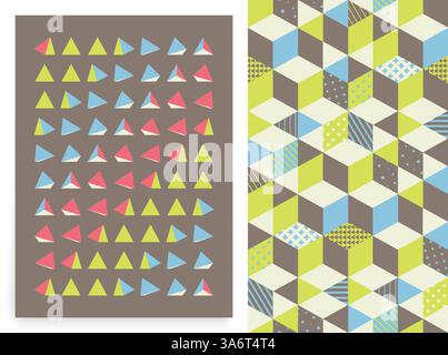 arrière-plan de structure des blocs 3d. Mur de cubes. Pyramides dans l'espace vide. Design géométrique minimaliste. Modèle de conception de couverture. Illustration vectorielle pour Illustration de Vecteur