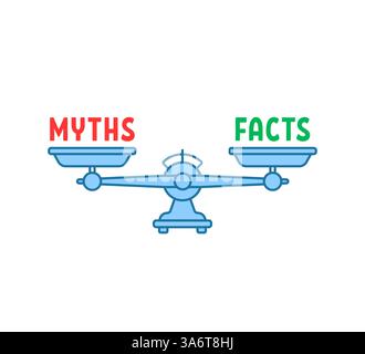 faits ou mythes de couleur sur des échelles de lignes fines Illustration de Vecteur