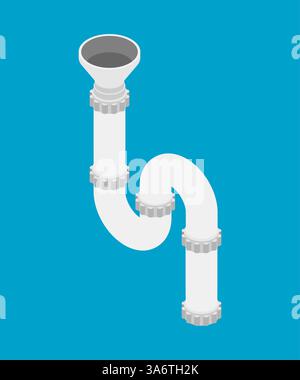 Siphon d'évier. Tuyau de plomberie courbe pour le drainage d'un évier Illustration de Vecteur