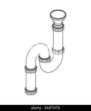 Siphon d'évier. Tuyau de plomberie courbe pour le drainage d'un évier Illustration de Vecteur