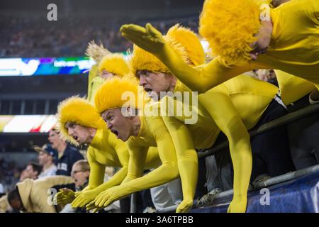 06 décembre 2014 Charlotte, NC. Les fans de Georgia Tech lors du match de football ACC Championship entre les vestes jaunes Georgia Tech et les Seminoles de la Florida State University au Bank of America Stadium le 6 décembre 2014 à Charlotte, Caroline du Nord..FSU bat Georgia Tech 37-35.Jacob Kupferman/CSM(crédit image : © Jacob Kupferman/Cal Sport Media/ZUMAPRESS.com) Banque D'Images