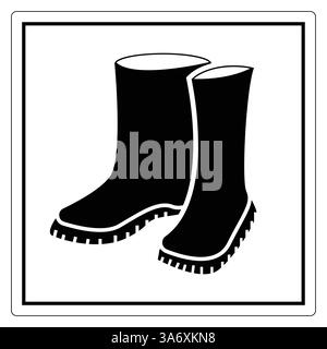 Black Rubber Boots Icon Graphic pour les chaussures résistantes aux intempéries et les illustrations d'activités de plein air Illustration de Vecteur