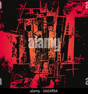 Illustration vectorielle abstraite Plan motif en deux couleurs rouge et noir Illustration de Vecteur