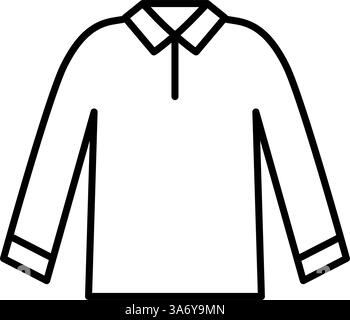 Chemise Pullover, icône de dessin de ligne simple de vêtements en noir et blanc, illustration vectorielle Illustration de Vecteur