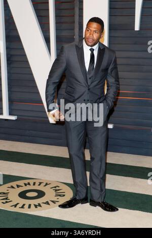 Michael Strahan, personnalité de la télévision, assiste à la Vanity Fair Oscar Party au Wallis Annenberg Center for the Performing Arts à Beverly Hills, Los Angeles, États-Unis, le 22 février 2015 Banque D'Images