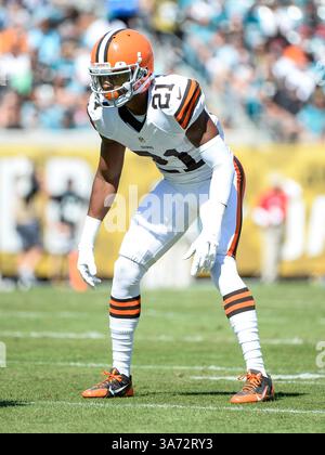19 octobre 2014 - Jacksonville, FL, U. S : Justin Gilbert (21 ans), cornerback des Browns de Cleveland, lors de la première mi-temps du match de la NFL entre les Browns de Cleveland et les Jaguars de Jacksonville à EverBank Field à Jacksonville, FL(image crédit : © Romeo Guzman/Cal Sport Media/ZUMAPRESS.com) Banque D'Images