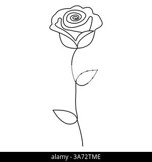 Dessin continu d'une ligne de fleur de rose de l'illustration vectorielle de contour de jour de la Saint-Valentin Illustration de Vecteur