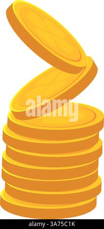 Pile de pièces chanceuses dorées brillantes. Vecteur Illustration de Vecteur