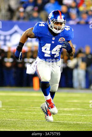 09 décembre 2012 - East Rutherford, New Jersey, États-Unis - les Giants de New York Running Back AHMAD BRADSHAW (44 ans) s'amuse sur le terrain lors du deuxième quart d'action. Les Giants remportent 52-27 au met Life Stadium. (Crédit image : © Bennett Cohen/ZUMAPRESS.com) Banque D'Images