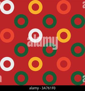 Fond géométrique abstrait sans couture lumineux avec des cercles pour le nouvel an et Noël. Ce motif vectoriel minimaliste tendance dispose d'une grille circulaire Illustration de Vecteur