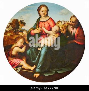 Madonna col Bambino con San Giuseppe e San Giovannino - tempera su tavola - Francesco di Cristofano detto il Franciabigio - 1510 - Firenze, Museo d Banque D'Images