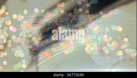 Illustration de réseaux de connexions avec icônes numériques sur fond flou Banque D'Images