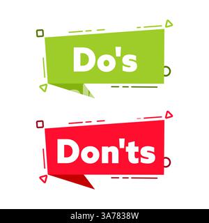 Autocollant dos et donts. Coche verte oui et croix rouge non icône. Illustration vectorielle Illustration de Vecteur