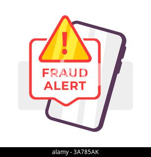 Téléphone mobile avec un panneau d’alerte à la fraude, représentant la sécurité en ligne et l’importance de la vigilance dans les transactions numériques Illustration de Vecteur