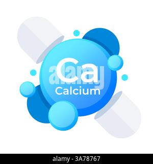 Concept de supplément de calcium avec pilule et symbole CA élémentaire dans un design moderne et propre Illustration de Vecteur