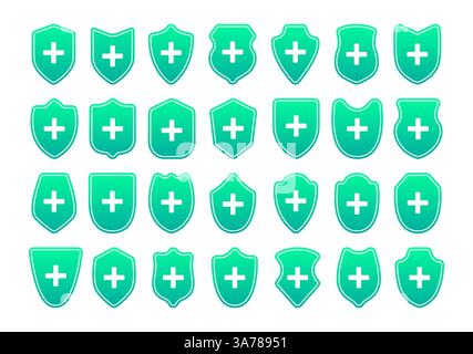 Bouclier avec icône en croix. Protection médicale de la santé. Illustration vectorielle Illustration de Vecteur