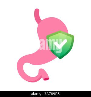 Ensemble d'icônes stylisées de l'estomac dans des tons de rose, représentant divers états de santé et de conditions de l'estomac Illustration de Vecteur