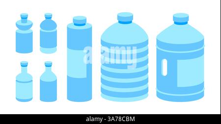 Bouteille d'eau. Bouteilles en plastique vides. Bouteille PET. Liquides recyclables et faciles à stocker Illustration de Vecteur