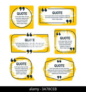 Cadre de la case de devis. Symboles de blog de bulles de citation de boîtes de conception. Modèle vierge, bulle de devis Illustration de Vecteur