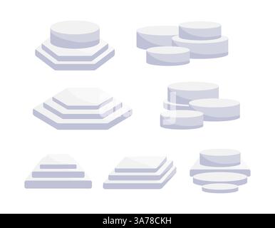 Placez la scène blanche du podium du produit vierge isolée sur fond blanc Illustration de Vecteur