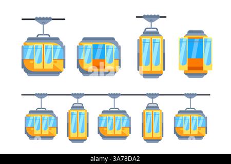 Ensemble funiculaire pour téléphérique. Monte-câble pour skis. Pente de la station Illustration de Vecteur