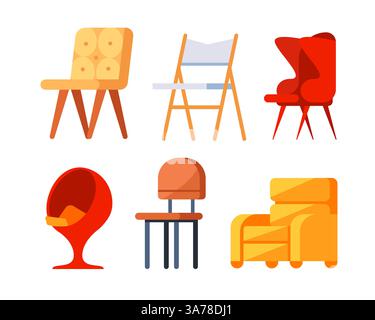 Ensemble chaise. Mobilier confortable pour l'intérieur d'appartement ou de bureau Illustration de Vecteur
