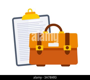 Porte-documents et porte-papiers en cuir représentant la planification commerciale Illustration de Vecteur