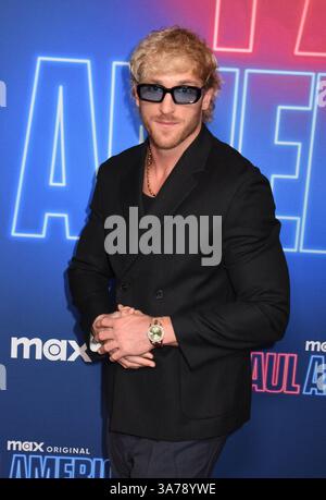 New York, NY, États-Unis. 26 mars 2025. Jake Paul à la première de la série Max original Reality Paul American au Tempo by Hilton New York le 26 mars 2025 à New York. Crédit : Mpi099/Media Punch/Alamy Live News Banque D'Images