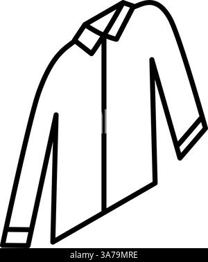 Vêtements de travail avec col, vêtements icône de dessin de ligne isométrique simple en noir et blanc, illustration vectorielle Illustration de Vecteur
