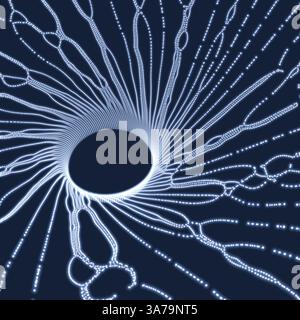 Vortex de l'espace. Trou noir fabriqué à partir de la projection de particules. Résumé fond. Illustration 3D de vecteur. Illustration de Vecteur