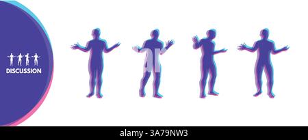 Quatre hommes en colère se disputent les uns avec les autres. Communication de concept. Conversation dure. Illustration vectorielle. Illustration de Vecteur