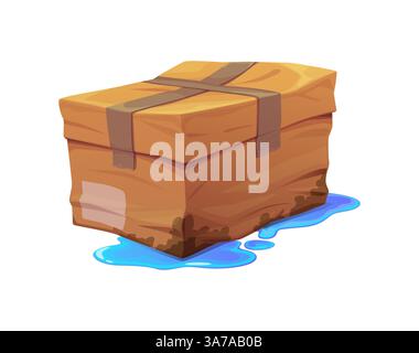 Boîte en carton de livraison endommagée et cassée. Colis d'expédition froissé cassé, paquet de livraison de vecteur de dessin animé isolé écrasé détruit. Déchiré sale c Illustration de Vecteur