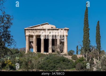 Le temple d'Héphaïstus dans l'ancienne Agora d'Athènes, Grèce Banque D'Images