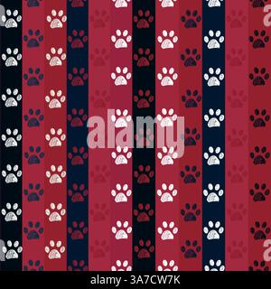 Motif rayé de Noël avec imprimé pattes de griffon. Motif de conception de tissu sans couture Illustration de Vecteur