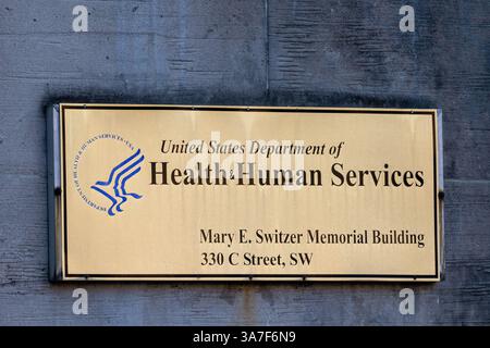 Signalisation du siège social Département de la santé et des services sociaux des États-Unis - HHS Banque D'Images