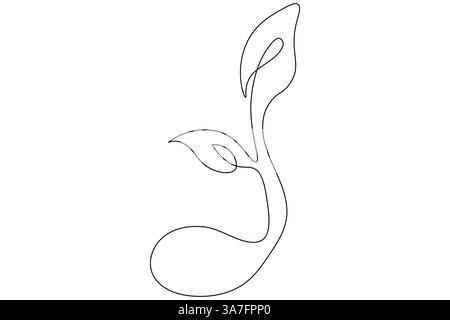 Écologie durable icône continue d'une ligne d'art et de vecteur de ligne de sortie Illustration de Vecteur