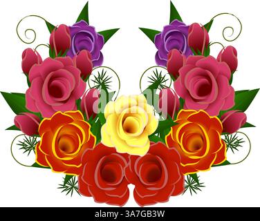 La couronne de roses. Illustration de Vecteur