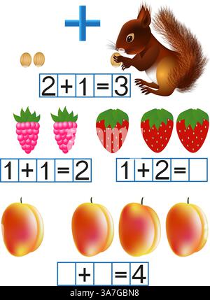 Mathématiques, familiarité avec un signe plus, addition. Illustration de Vecteur