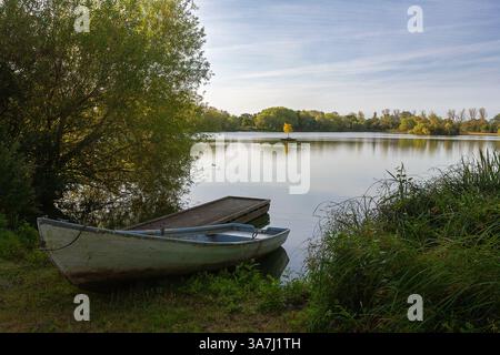 Début de soirée à Home Water sur le domaine agricole et halieutique de Chigborough, Essex, Royaume-Uni Banque D'Images