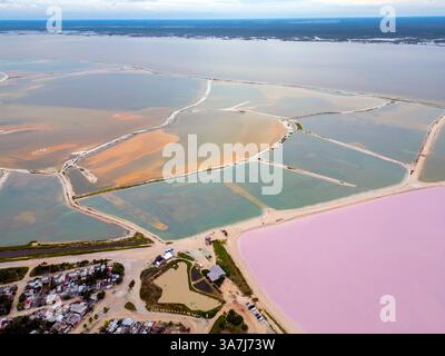 las coloradas rose salines drone vue aérienne panorama paysage yucatan mexique Banque D'Images