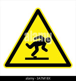 Un panneau d'avertissement de risque de trébuchement, représentant une personne tombant stylisée, met l'accent sur la sécurité au travail et la prévention des accidents Illustration de Vecteur