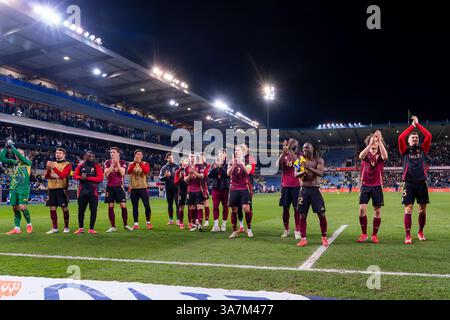 GENK, BELGIQUE - 23 MARS : Matz sels de Belgique, Zeno Debast de Belgique, Wout Faes de Belgique, Nicolas Raskin de Belgique, Kevin de Bruyne de Belgique, Romelu Lukaku de Belgique, Leandro Trossard de Belgique, Thomas Meunier de Belgique, Hans Vanaken de Belgique, Timothy Castagne de Belgique, Jeremy Doku de Belgique, Thibaut Courtois de Belgique, Maarten Vandevoordt de Belgique, Jorten Vandevoordt de Belgique, Mokiethio de Belgique, Mokevin de Belgique, de Lukei de BELGIQUE Koni de Winter de Belgique, Charles de Ketelaere de Belgique, Brandon Mechele de Belgique, Bryan H. Banque D'Images