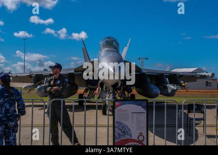 Avalon, Victoria, Australie. 25 mars 2025. F/A-18G Growler est vu à l'exposition extérieure de l'armée de l'air et de la défense du salon aéronautique international Avalon 2025. (Crédit image : © Alexander Bogatyrev/SOPA images via ZUMA Press Wire) USAGE ÉDITORIAL SEULEMENT ! Non destiné à UN USAGE commercial ! Banque D'Images