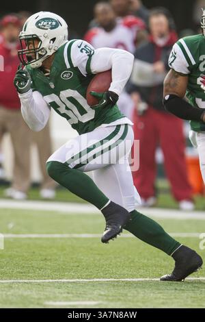 2 décembre 2012 : Laron Landry (30 ans) revient sur l'interception non loin pendant le match NFL entre les Cardinals d'Arizona et les jets de New York au MetLife Stadium à East Rutherford, New Jersey. (Crédit image : © Chris Szagola/Cal Sport Media/ZUMAPRESS.com) Banque D'Images