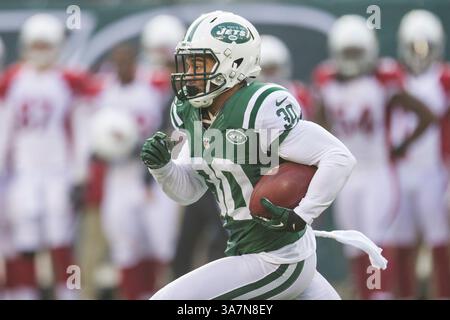 2 décembre 2012 : Laron Landry (30 ans) revient sur l'interception pendant le match NFL entre les Cardinals d'Arizona et les jets de New York au MetLife Stadium à East Rutherford, New Jersey. Les jets de New York ont battu les Cardinals de l'Arizona, 7-6.(image crédit : © Chris Szagola/Cal Sport Media/ZUMAPRESS.com) Banque D'Images