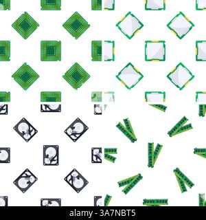 CPU, RAM et disque dur composant un modèle transparent représentant le matériel informatique Illustration de Vecteur