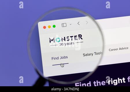 Ostersund, Suède - 9 mars 2025. Page Web Monster.com. Monster.com est un site web mondial pour l'emploi. Banque D'Images